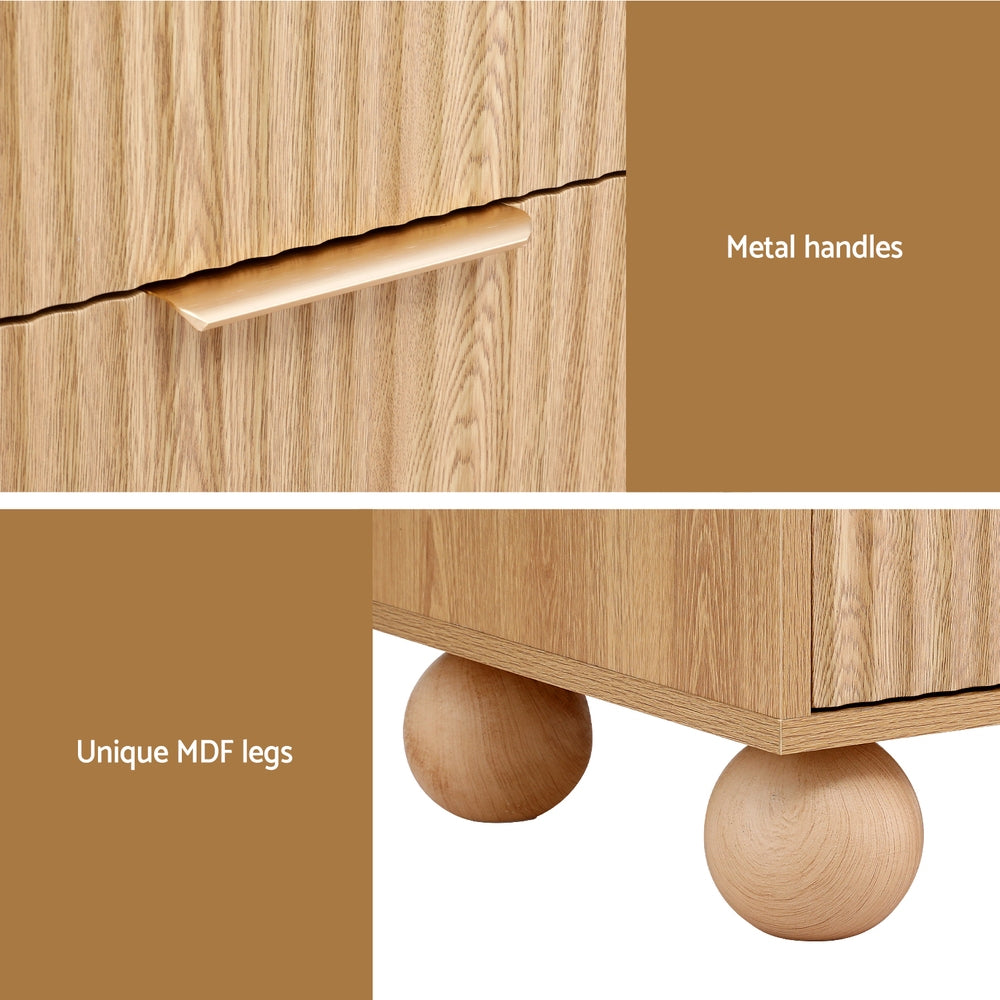 Artiss Rattan Bedside Table 2 Drawers Pine - Homecoze