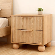 Artiss Rattan Bedside Table 2 Drawers Pine - Homecoze
