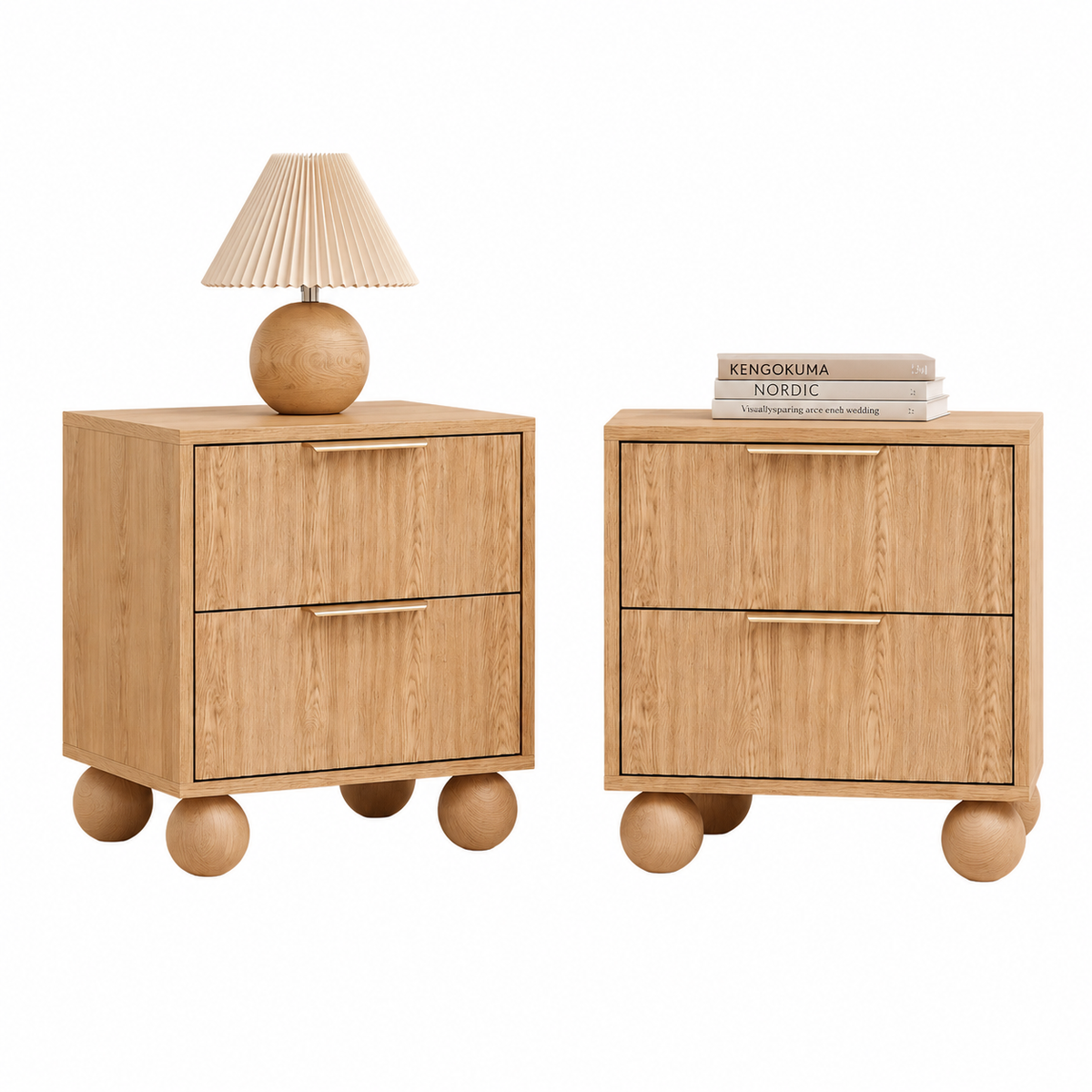 Mira & Lena (Queen) Bedroom Set – White & Natural