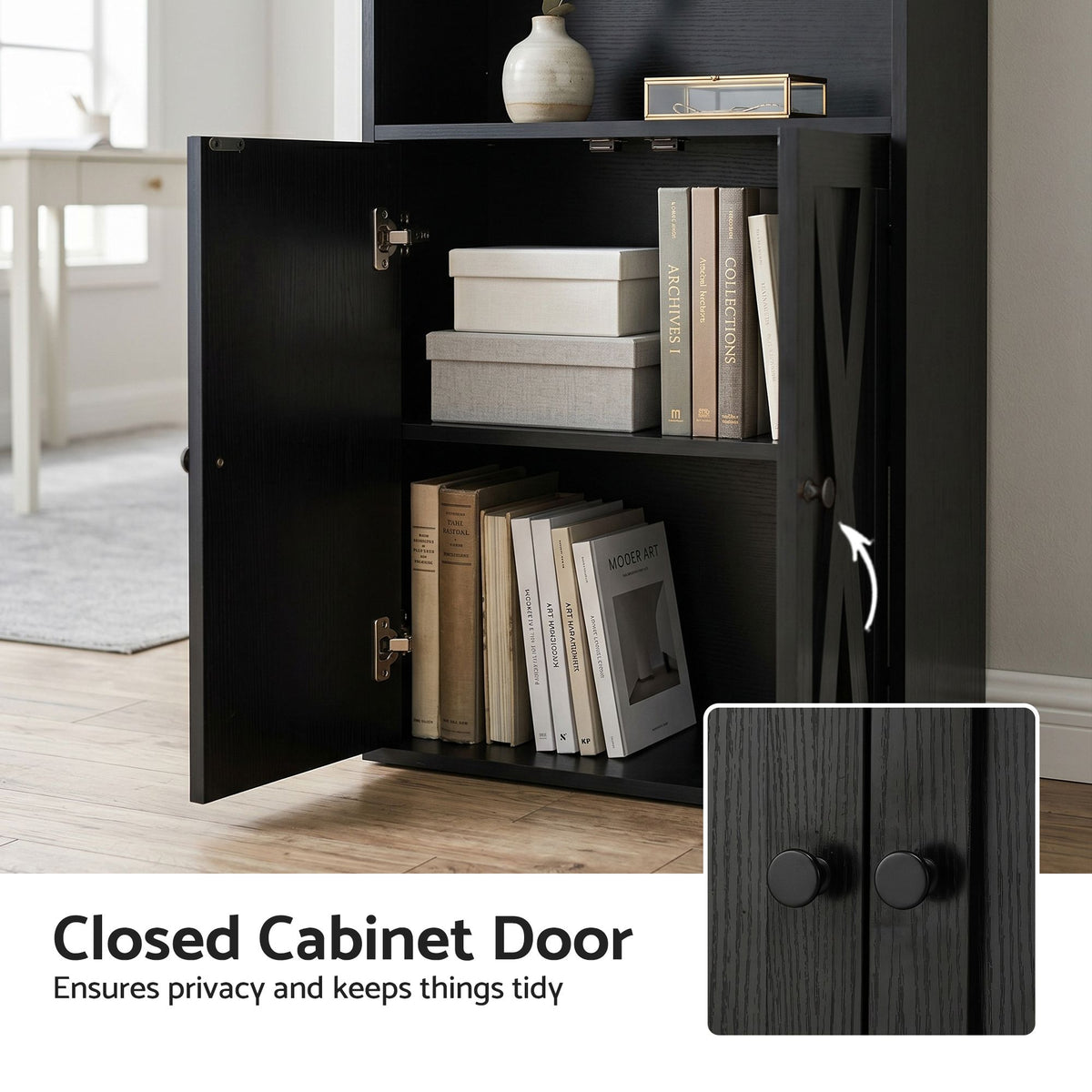 Artiss 6-Tier Bookshelf Display Cabinet Storage Black - Homecoze