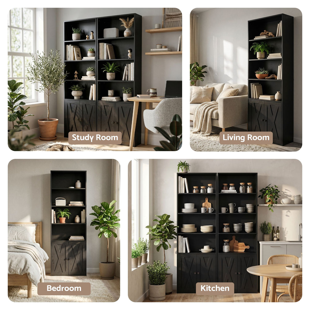 Artiss 6-Tier Bookshelf Display Cabinet Storage Black - Homecoze