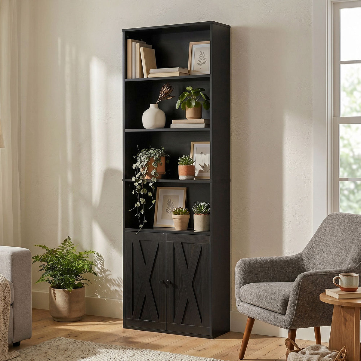 Artiss 6-Tier Bookshelf Display Cabinet Storage Black - Homecoze