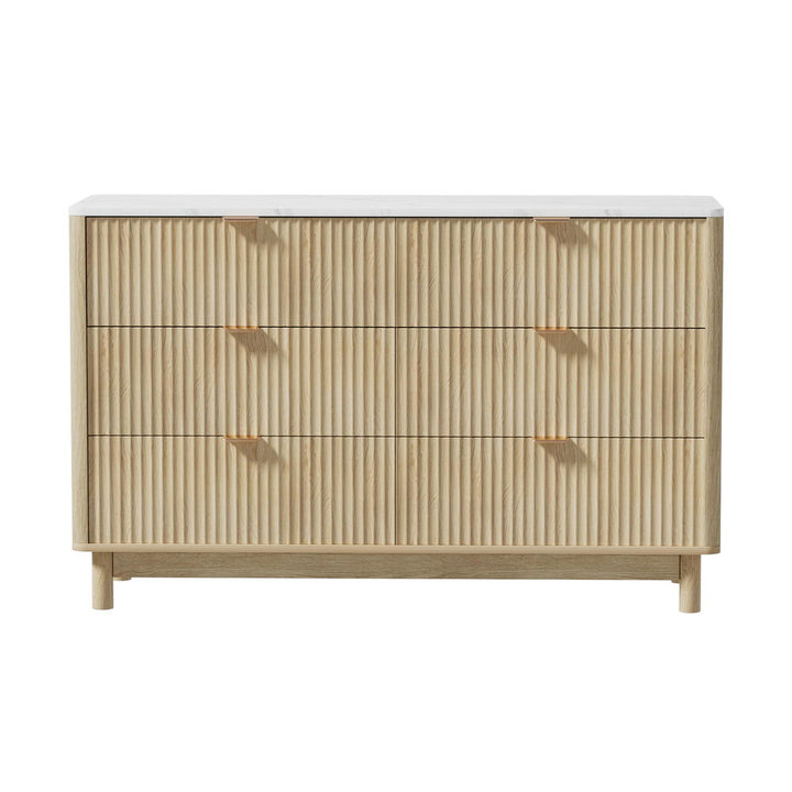 Fluted Lowboy Dresser Chest of Drawers - Pine - Homecoze