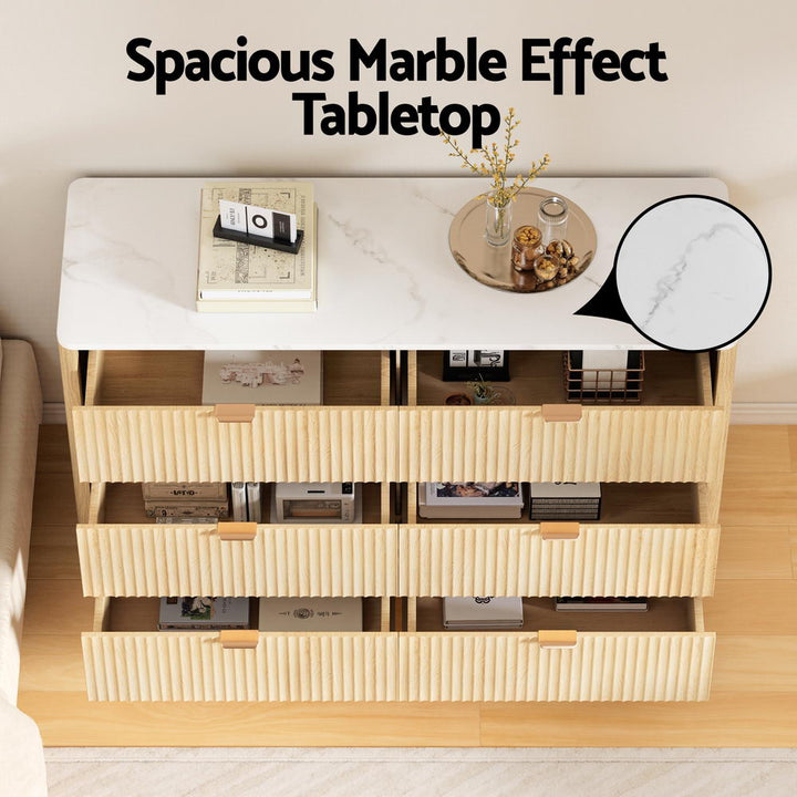 Fluted Lowboy Dresser Chest of Drawers - Pine - Homecoze