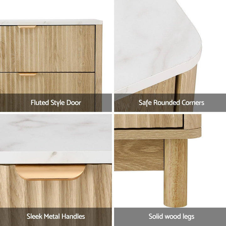 Fluted Lowboy Dresser Chest of Drawers - Pine - Homecoze