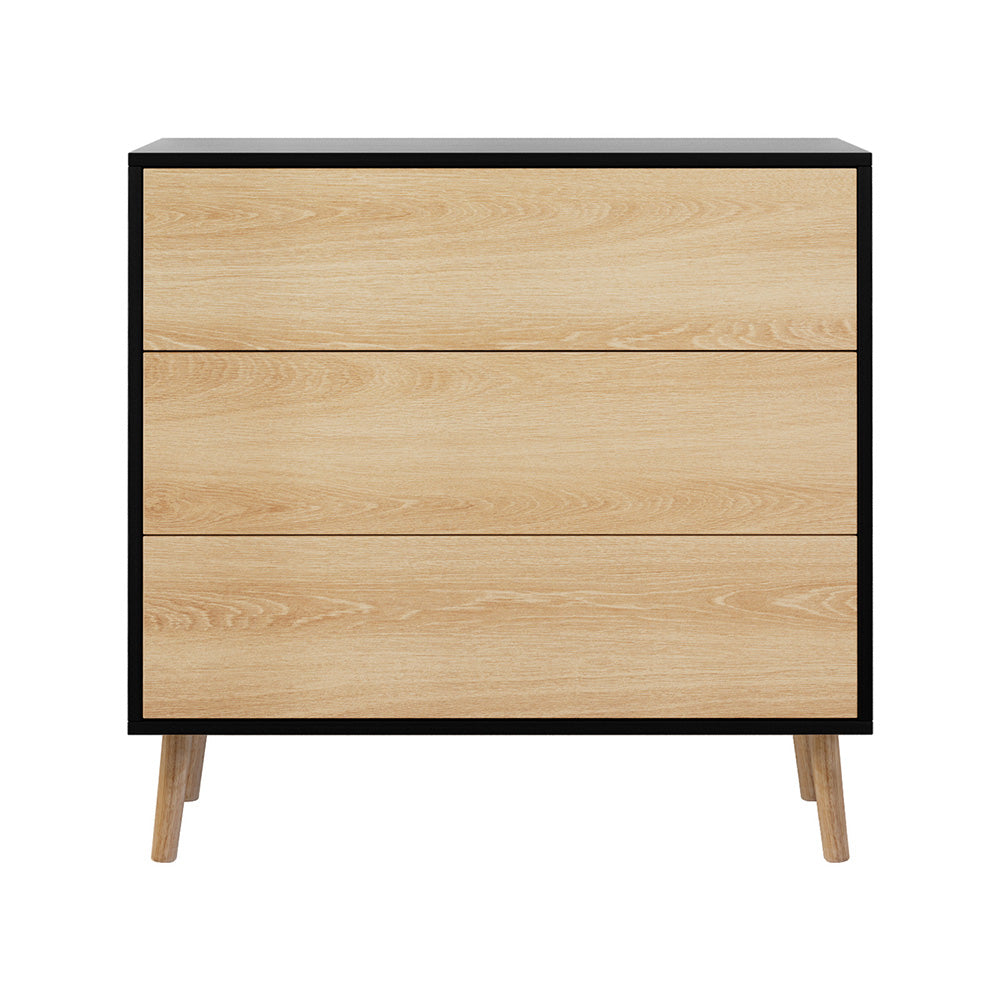 Artiss 3 Chest of Drawers Dresser Table Black&Pine - Homecoze