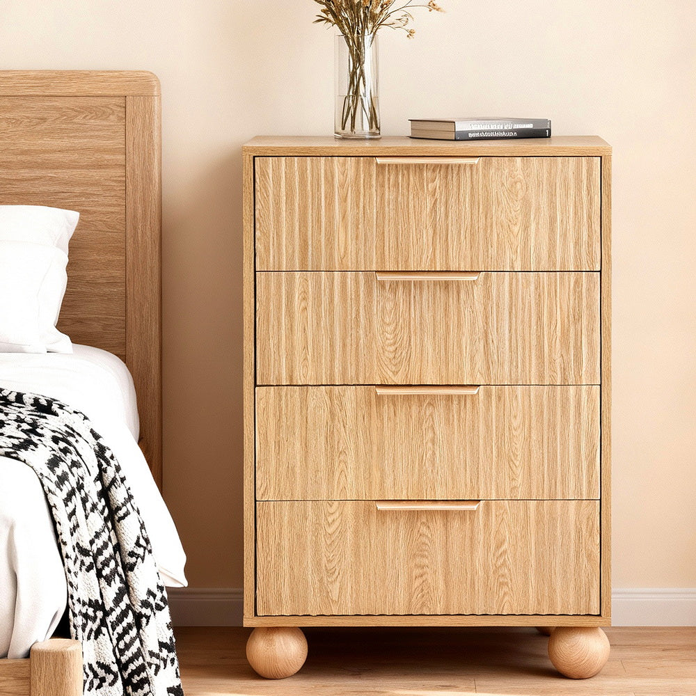 Artiss 4 Chest of Drawers Dresser Tallboy Pine - Homecoze