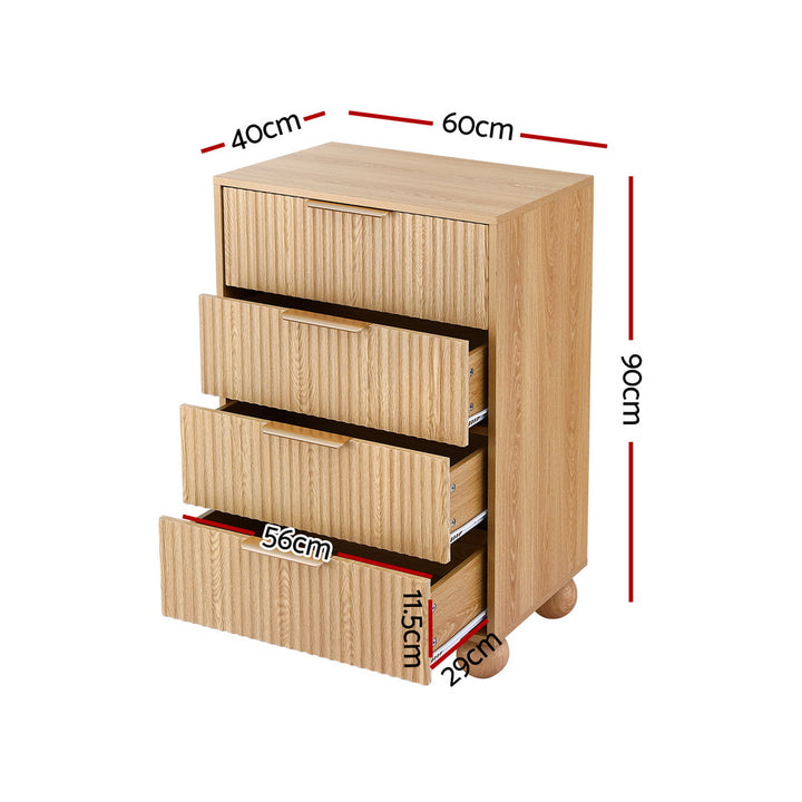 Artiss 4 Chest of Drawers Dresser Tallboy Pine - Homecoze