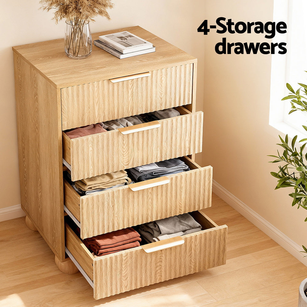 Artiss 4 Chest of Drawers Dresser Tallboy Pine - Homecoze