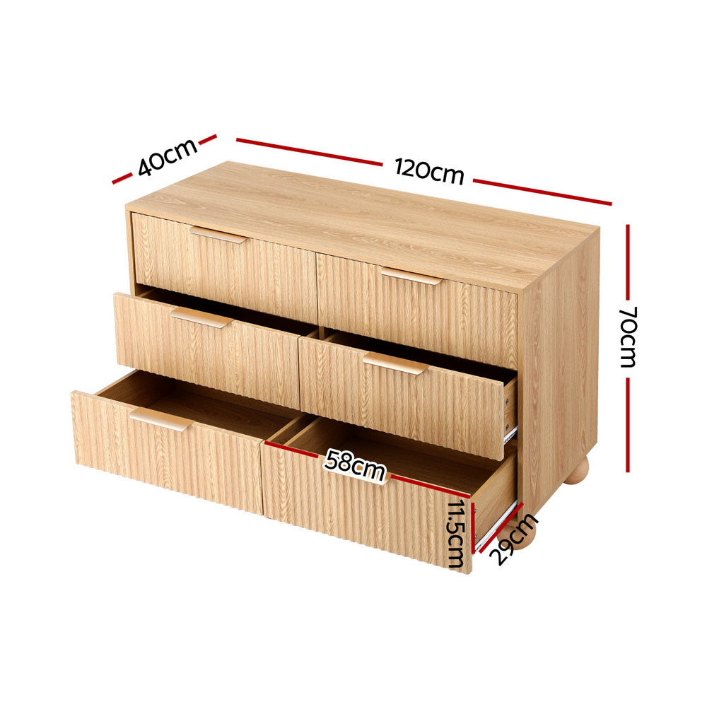 Lena Fluted Lowboy Chest of Drawers - Pine - Homecoze