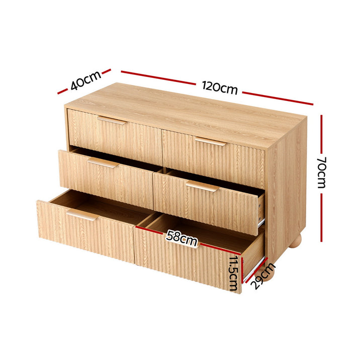 Lena Fluted Lowboy Chest of Drawers - Pine - Homecoze