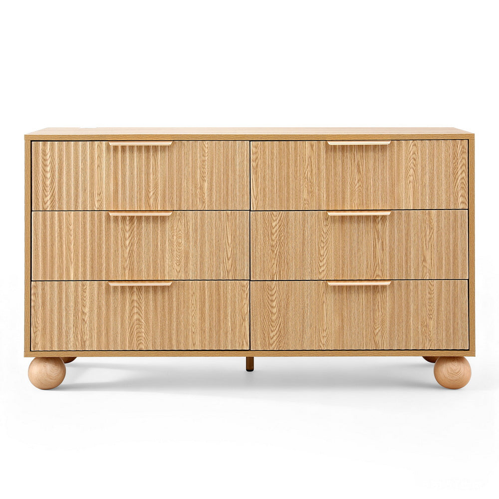 Lena Fluted Lowboy Chest of Drawers - Pine - Homecoze