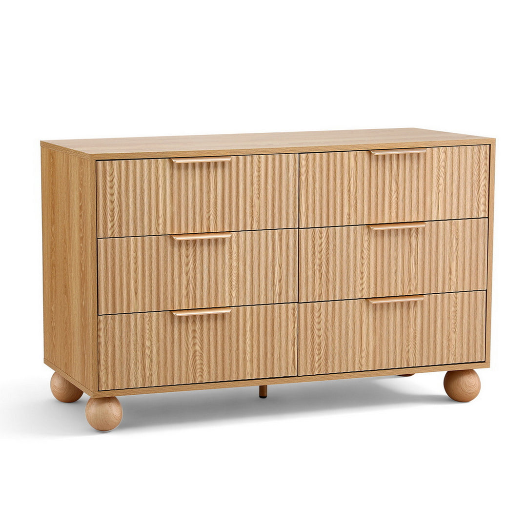 Lena Fluted Lowboy Chest of Drawers - Pine - Homecoze