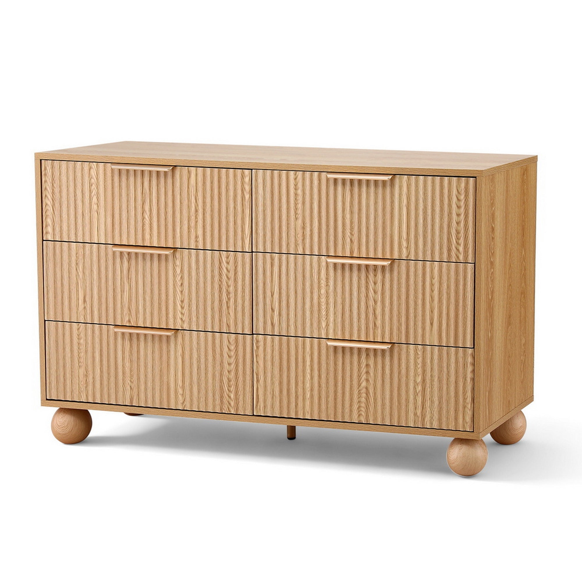 Lena Fluted Lowboy Chest of Drawers - Pine - Homecoze