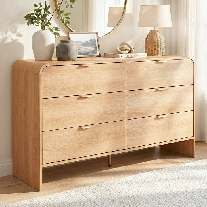 Corin Lowboy Dresser Chest of Drawers - Pine - Homecoze