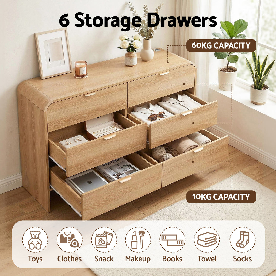 Corin Lowboy Dresser Chest of Drawers - Pine - Homecoze