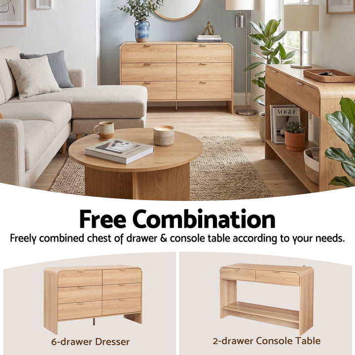 Corin Lowboy Dresser Chest of Drawers - Pine - Homecoze