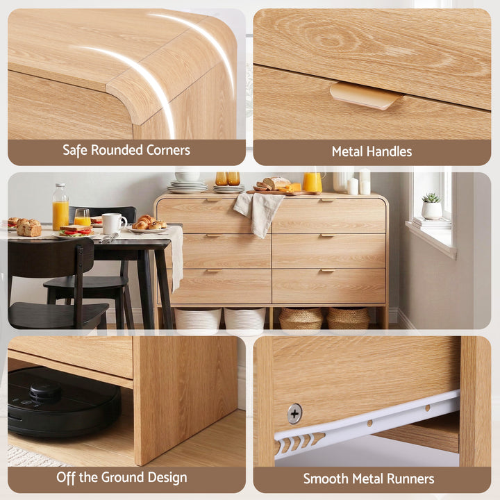 Corin Lowboy Dresser Chest of Drawers - Pine - Homecoze