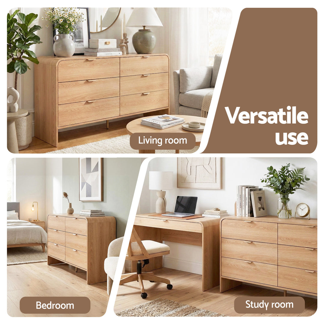 Corin Lowboy Dresser Chest of Drawers - Pine - Homecoze