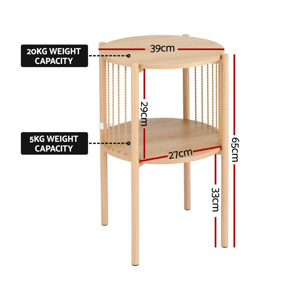 Rustic 2-Tier Side Table - Pine - Homecoze