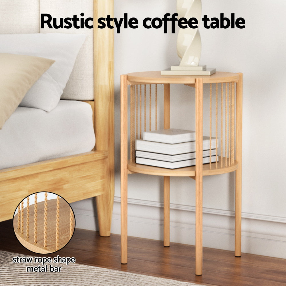 Rustic 2-Tier Side Table - Pine - Homecoze