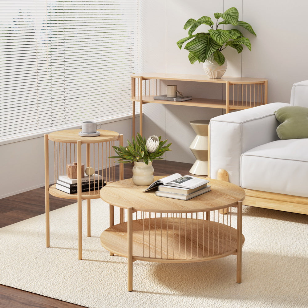 Rustic 2-Tier Side Table - Pine - Homecoze