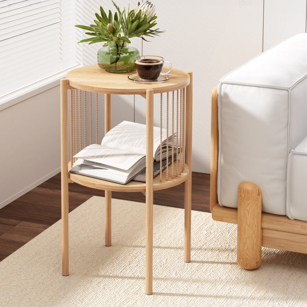 Rustic 2-Tier Side Table - Pine - Homecoze