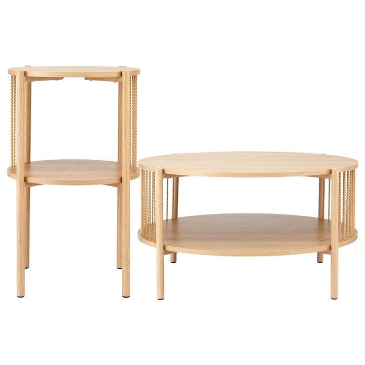 Artiss Coffee Table 2-Tier Round Wood - Homecoze