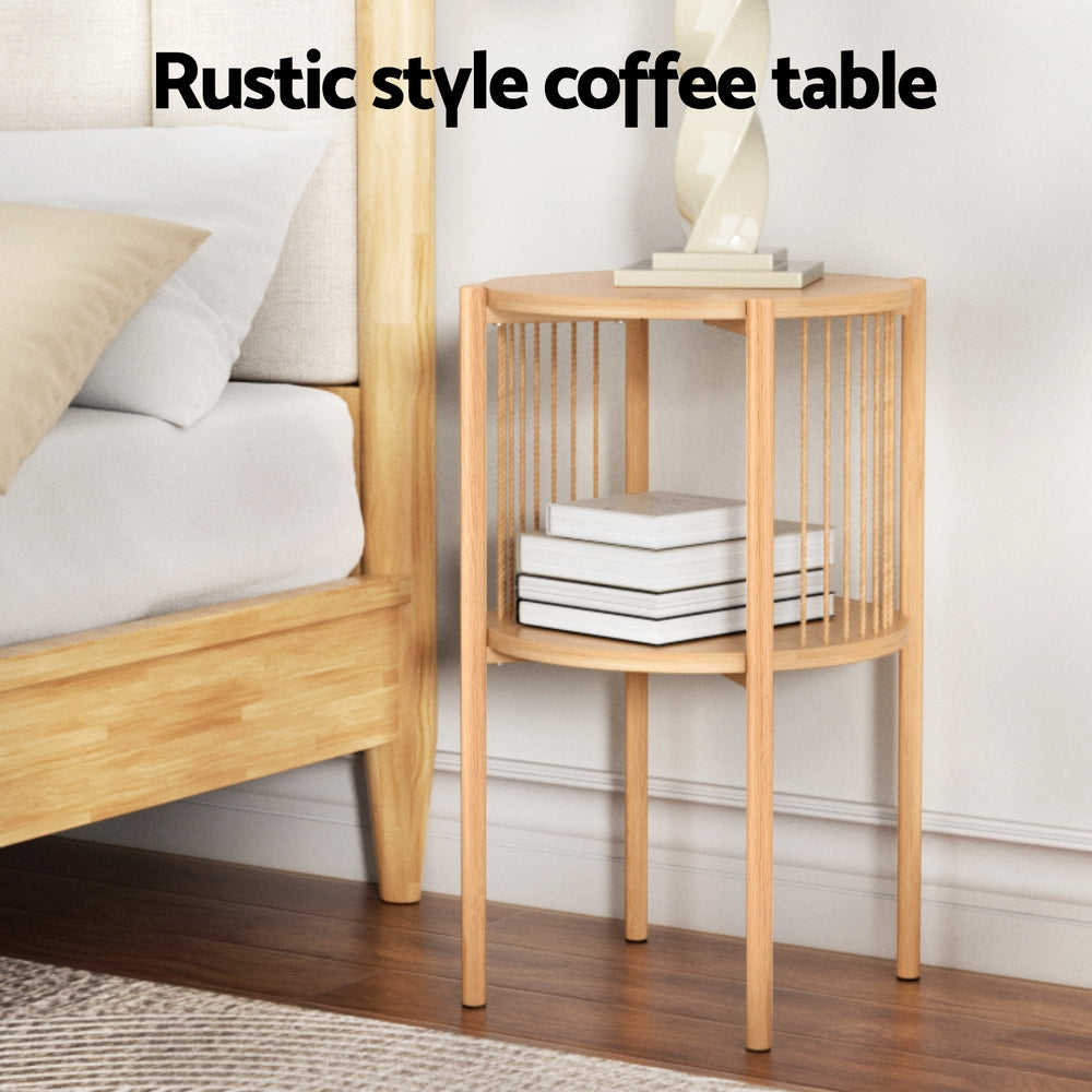 Artiss Coffee Table 2-Tier Round Wood - Homecoze