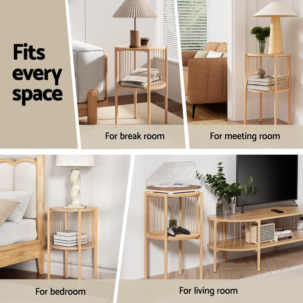 Artiss Coffee Table 2-Tier Round Wood - Homecoze