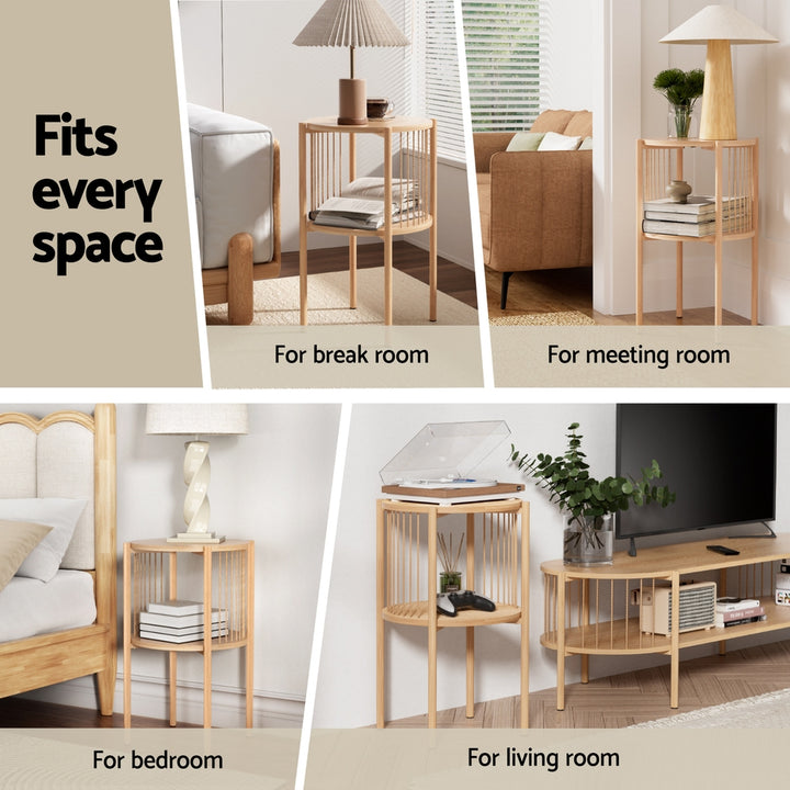 Artiss Coffee Table 2-Tier Round Wood - Homecoze