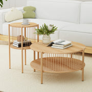 Artiss Coffee Table 2-Tier Round Wood - Homecoze
