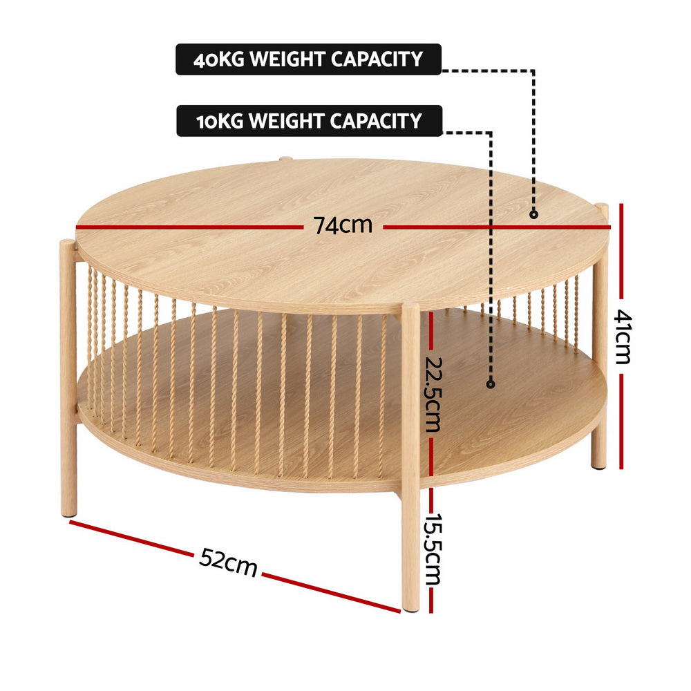 Rustic 2-Tier Cofee Table - Pine - Homecoze