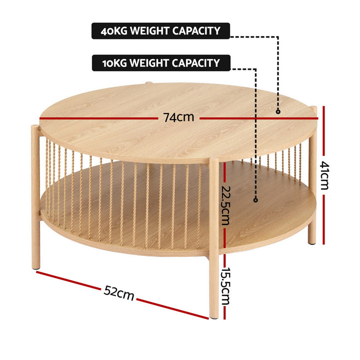 Rustic 2-Tier Cofee Table - Pine - Homecoze