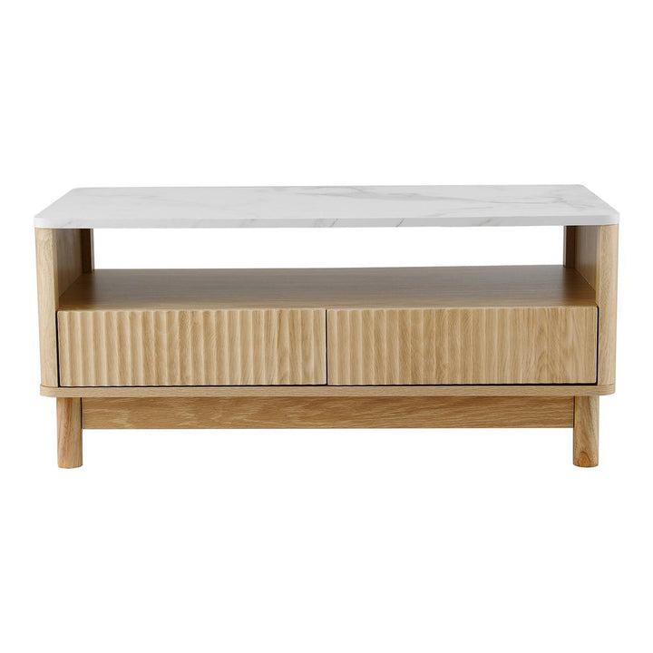 Marble Effect Coffee Table - White & Oak