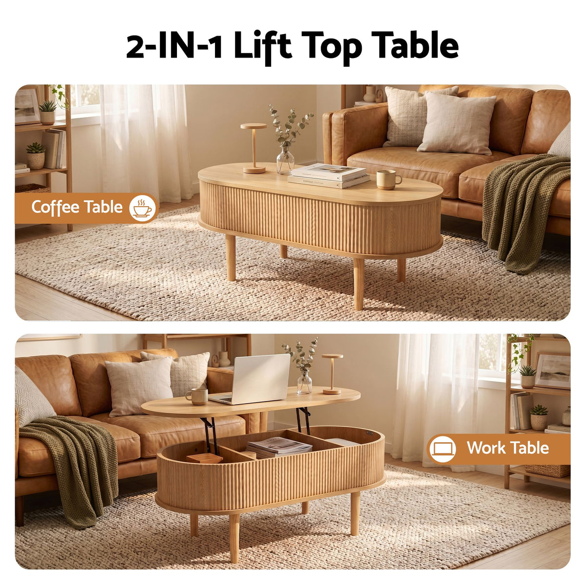 Solene Fluted Lift-Top Coffee Table 100cm – Natural
