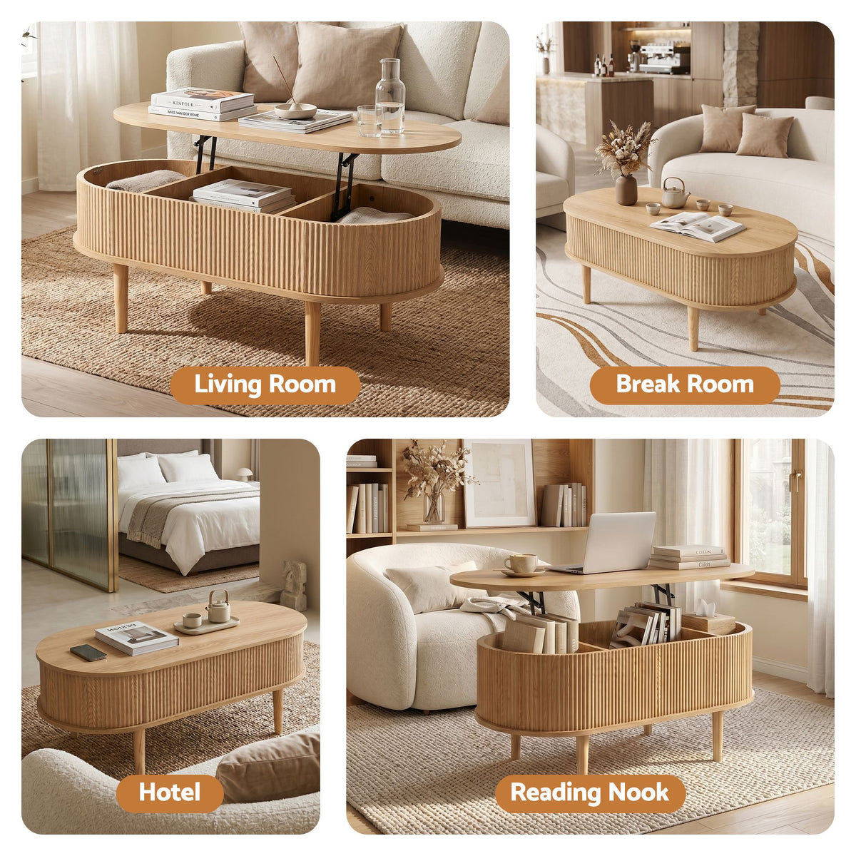 Solene Fluted Lift-Top Coffee Table 100cm – Natural