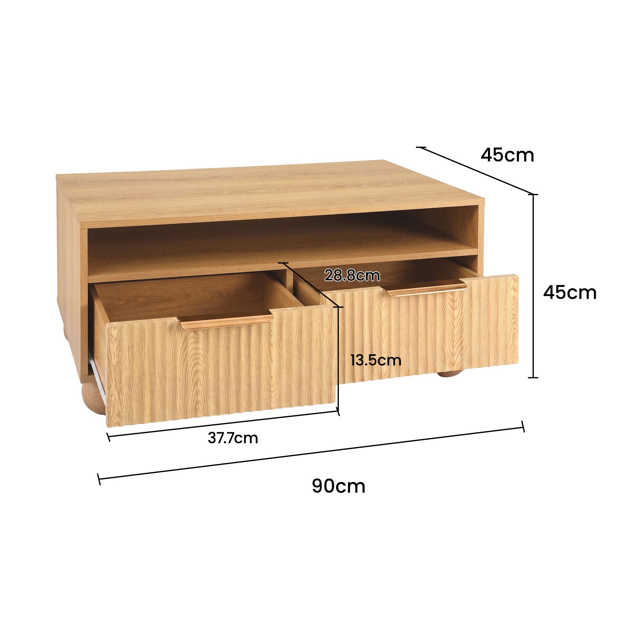 Lena Coffee Table with Drawers 90cm – Pine