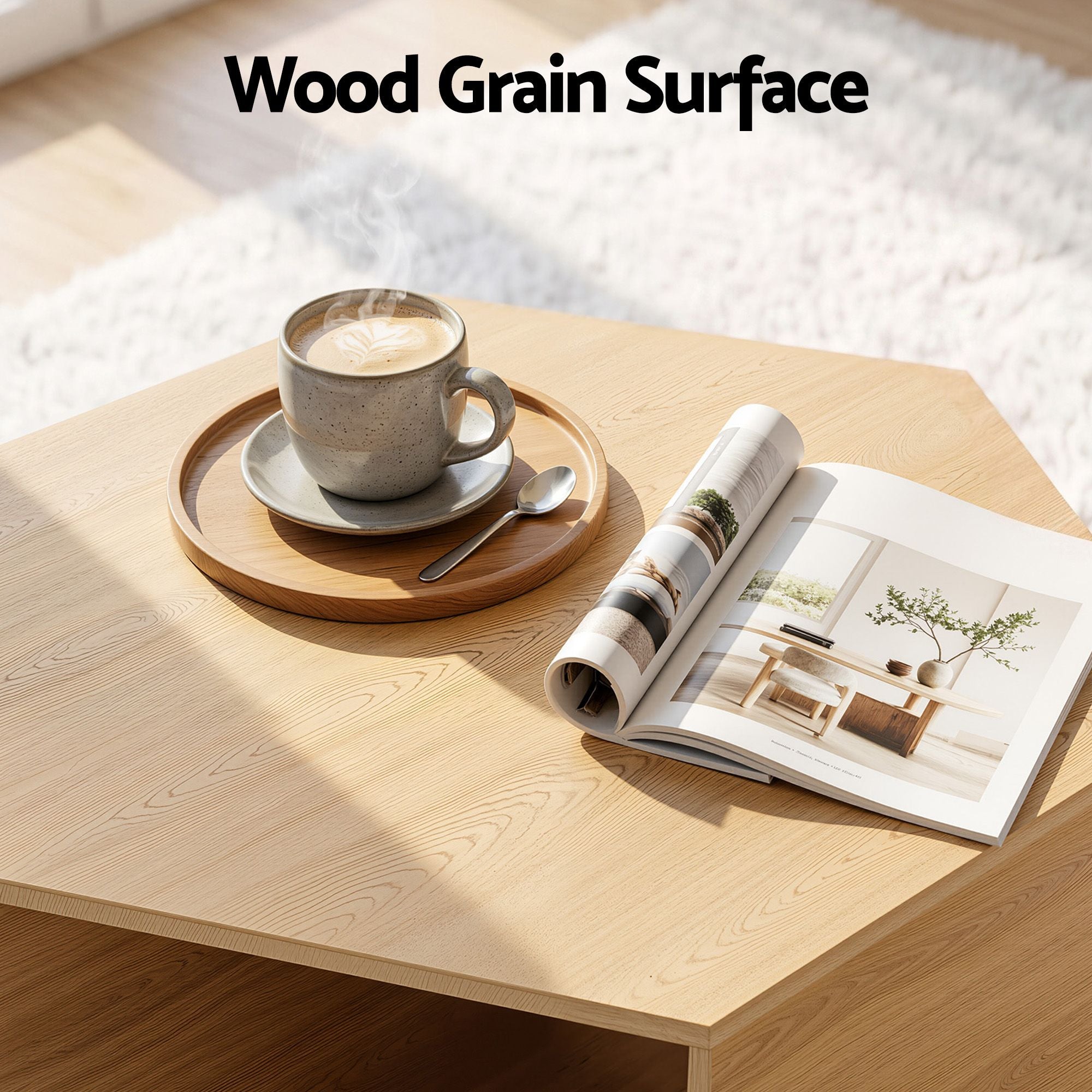 Aviana Hexagonal Open Shelf Coffee Table 80cm – Natural
