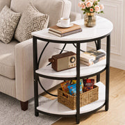 Estelle Semi-Circle Side Table – White & Black
