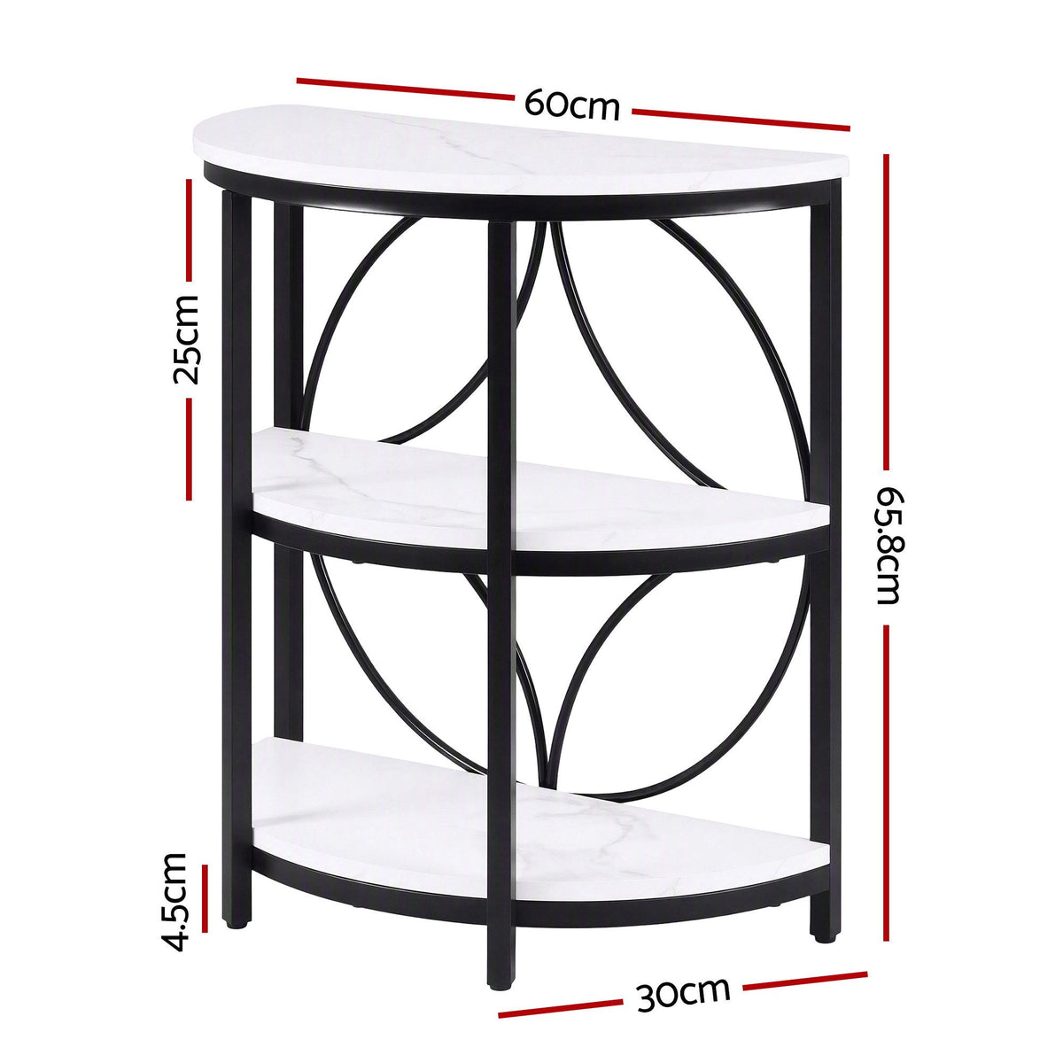 Estelle Semi-Circle Side Table – White & Black