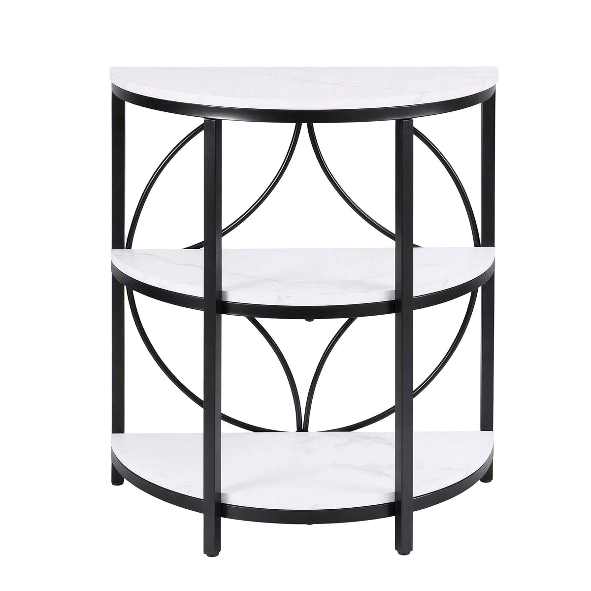 Estelle Semi-Circle Side Table – White & Black
