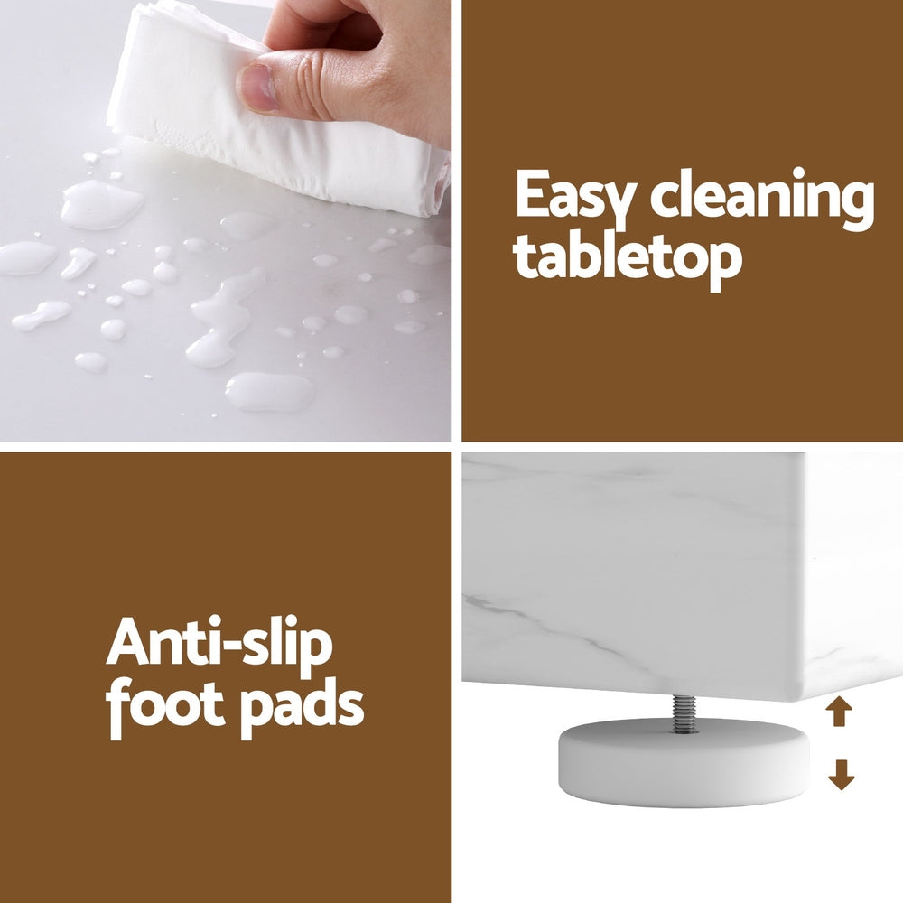 Modern Marble Effect Console Table - White & Gold - Homecoze