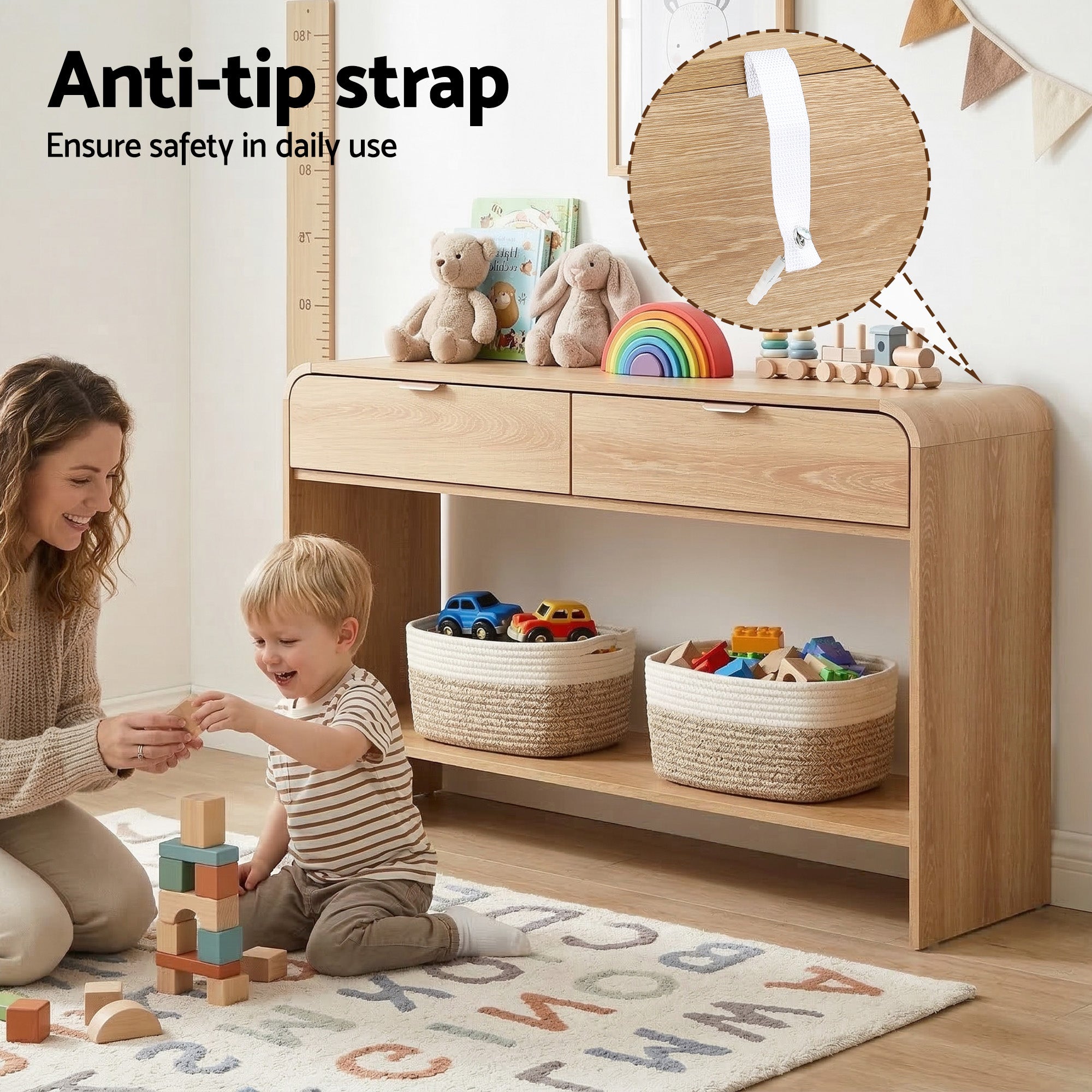 Artiss Console Table Hallway Entryway Storage Drawer Shelf Curved Edge 120CM Pine - Homecoze