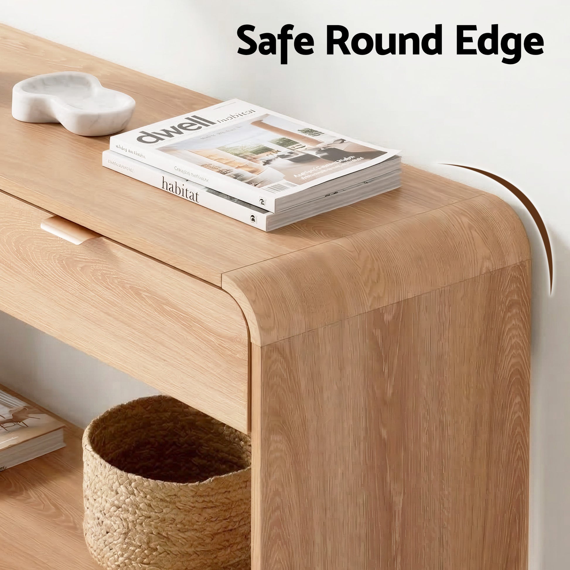 Artiss Console Table Hallway Entryway Storage Drawer Shelf Curved Edge 120CM Pine - Homecoze