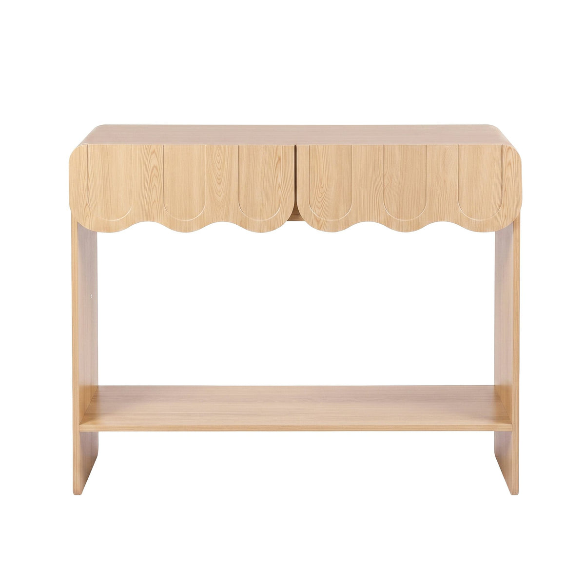 Odette Scalloped 2-Drawer Console Table 100cm – Natural