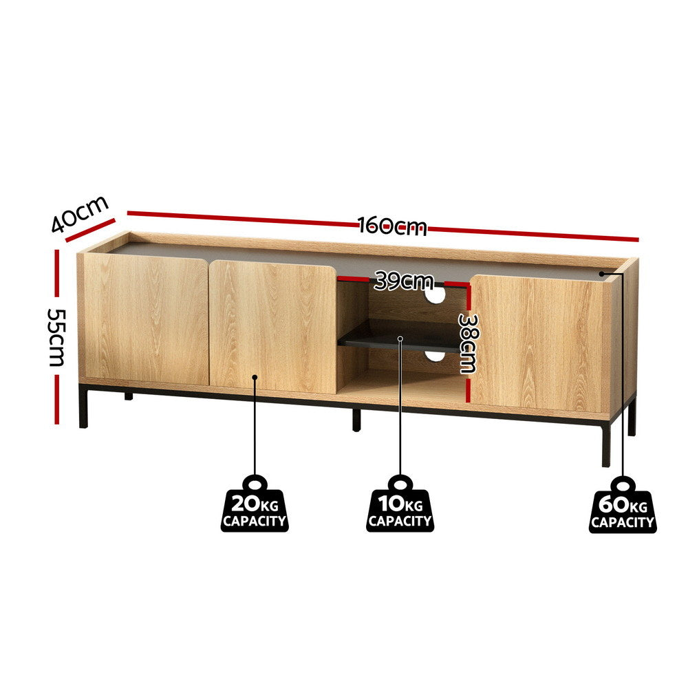 Artiss TV Unit Entertainment Unit Storage Cabinet Shelf 160cm Pine - Homecoze