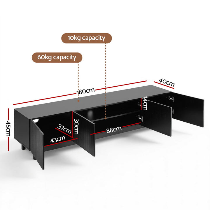 Fluted Entertainment Unit 180cm - Black - Homecoze