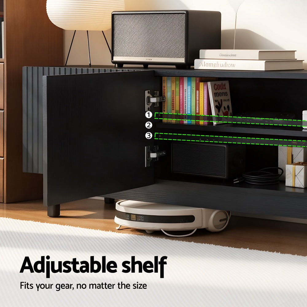 Fluted Entertainment Unit 180cm - Black - Homecoze