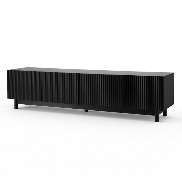 Fluted Entertainment Unit 180cm - Black - Homecoze